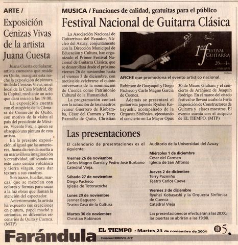 Promocional Festival de la Guitarra, Diario El Mercurio-Cuenca
